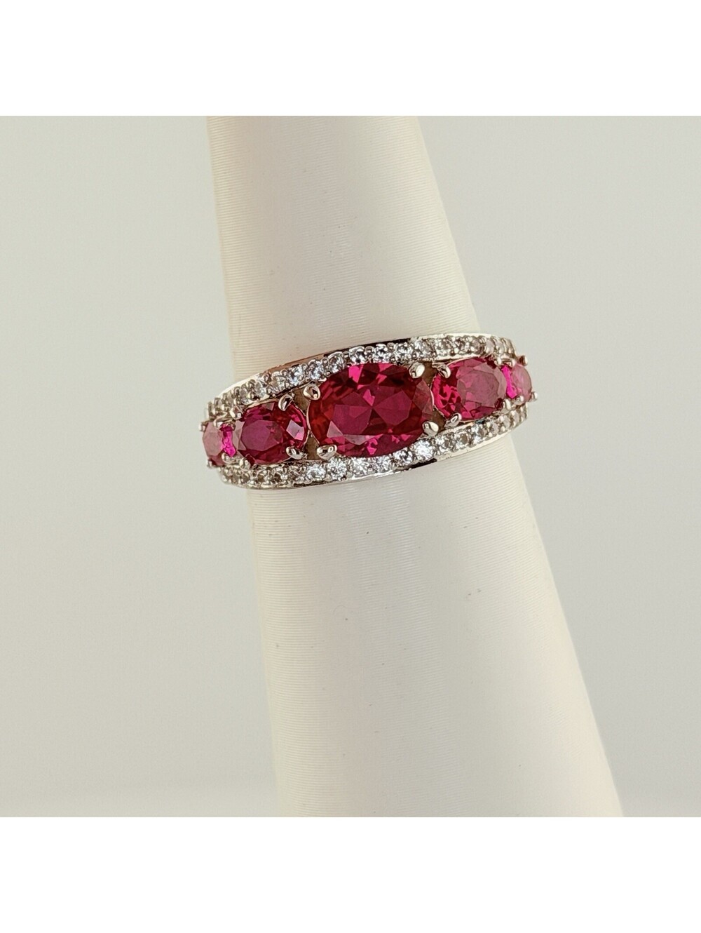 Bomb Party July Sz 8 RBP7755 "Adore Me" Lab Created Ruby on Rhodium